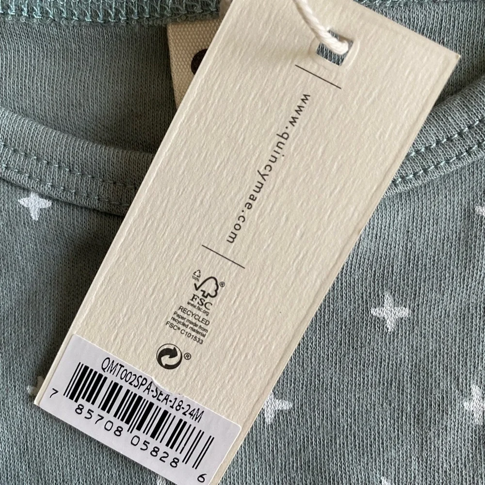 Quincy Mae organic 2 pc Pant Set, gender neutral, Color: Sea - Picture 4 of 8
